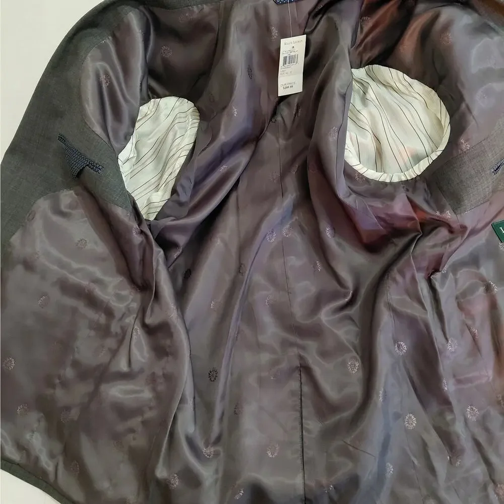 Lauren Ralph Lauren Mens Blazer Sz 42R Gray Wool Blend Ultraflex Stretch Jacket